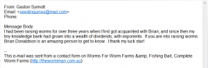 Worm Farm Bait Testimonial Gaston Synnott                           